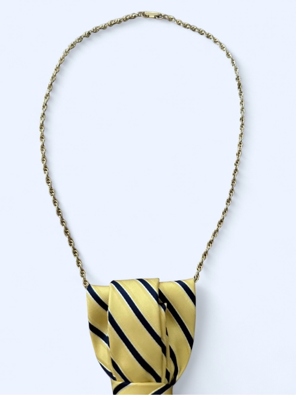 Handcrafted Vintage Tie Necktie
Necklace, Classy, Yellow & Navy Stripes, pearl - Picture 5 of 6